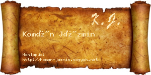 Komán Jázmin névjegykártya
